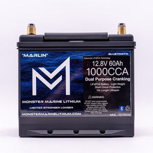 1000CCA 12V 60Ah Dual Purpose Cranking Lithium Battery - BLUETOOTH - MML-12CR60B