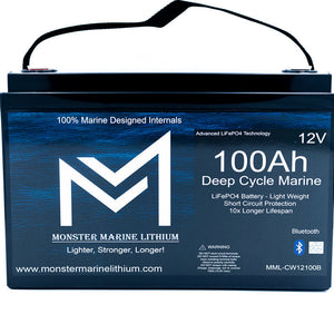 12v 100Ah Bluetooth Deep Cycle Lithium Marine Battery Group 31 - 12V Batteries