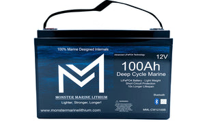 12v 100Ah Bluetooth Deep Cycle Lithium Marine Battery Group 31 - 12V Batteries