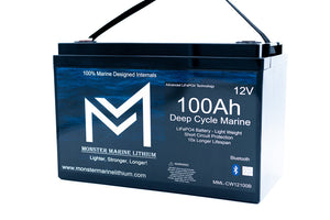 12v 100Ah Bluetooth Deep Cycle Lithium Marine Battery Group 31 - 12V Batteries