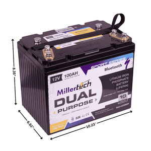 12V 100AH Dual Purpose Starting Battery w/ Bluetooth Group Size 24 - Lithium Battery