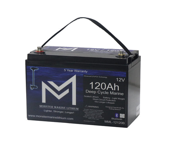 12V 120Ah Lithium Deep Cycle Marine Battery (w/bluetooth)