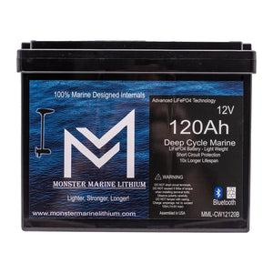 12V 120Ah Slim Bluetooth Lithium Deep Cycle Marine Battery MML-12120SB (w/ bluetooth)