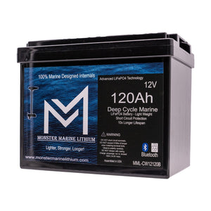 12V 120Ah Slim Bluetooth Lithium Deep Cycle Marine Battery MML-12120SB (w/ bluetooth)