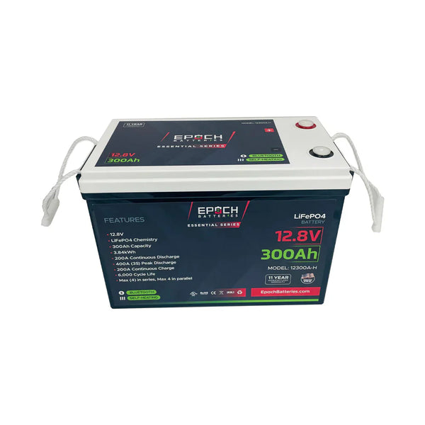 12V 300Ah Heated & Bluetooth LiFePO4 Battery - Deep Cycle Lithium Battery