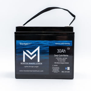12v 30Ah Deep Cycle Lithium Marine Battery ’Badger’ - Bluetooth - MML-1230B - 12V Batteries
