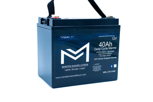 12v 40Ah Deep Cycle Lithium Marine Battery ’Viper’ - Bluetooth - MML-CW1240B - 12V Batteries