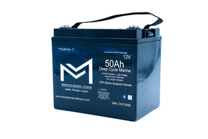 12v 50Ah Deep Cycle Lithium Marine Battery ’Hyena’ - Bluetooth - MML-CW1250B - 12V Batteries