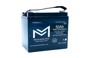 12v 50Ah Deep Cycle Lithium Marine Battery ’Hyena’ - Bluetooth - MML-CW1250B - 12V Batteries