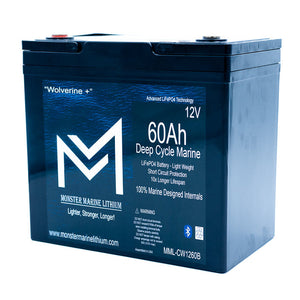 12v 60Ah Deep Cycle Lithium Marine Battery ’Wolverine’ - Bluetooth - MML-1260B - 12V Batteries
