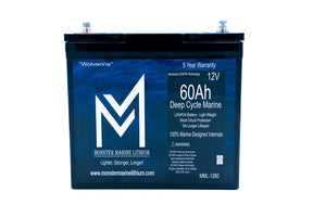 12v 60Ah Deep Cycle Lithium Marine Battery ’Wolverine’ - MML-1260 - 12V Batteries