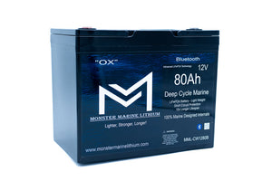 12v 80Ah Bluetooth Deep Cycle Lithium Marine Battery - 12V Batteries