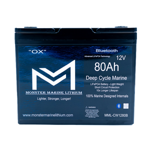 12v 80Ah Bluetooth Deep Cycle Lithium Marine Battery - 12V Batteries