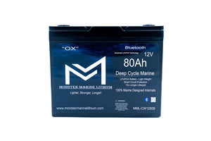 12v 80Ah Bluetooth Deep Cycle Lithium Marine Battery - 12V Batteries