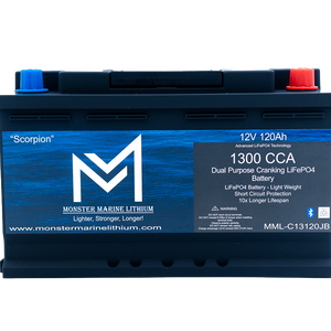 1300CCA 120Ah Dual Purpose Bluetooth Cranking Lithium ’Scorpion’ - Bluetooth - MML-13C120B