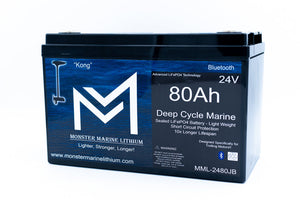 24V 80Ah Lithium Marine Trolling Motor Battery ’Kong’ - Bluetooth - 24V Battery