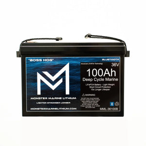 36V 100AH Bluetooth Deep Cycle Lithium Marine Trolling Battery MML-36100B “Boss Hog”