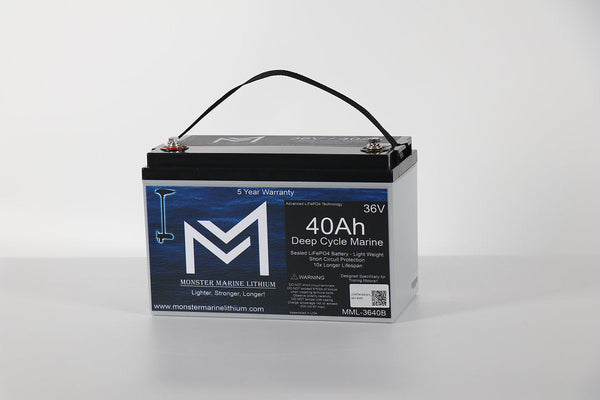 36V 40AH Bluetooth Deep Cycle Lithium Marine Trolling Battery