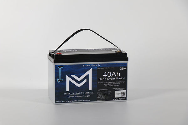 36V 40AH Bluetooth Deep Cycle Lithium Marine Trolling Battery