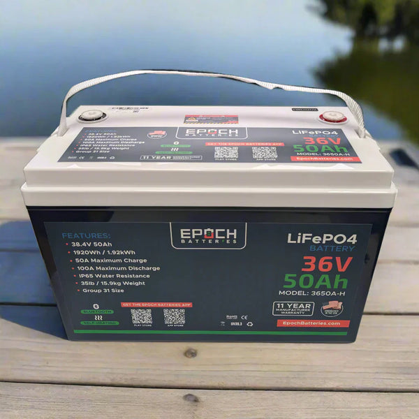 36V 50Ah - Group 31 - Bluetooth Heating IP54 Waterproof - Deep Cycle Lithium Battery