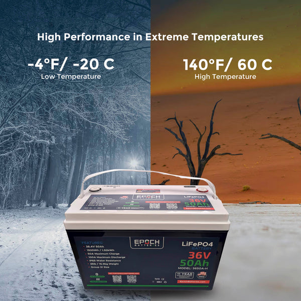 36V 50Ah - Group 31 - Bluetooth Heating IP54 Waterproof - Deep Cycle Lithium Battery