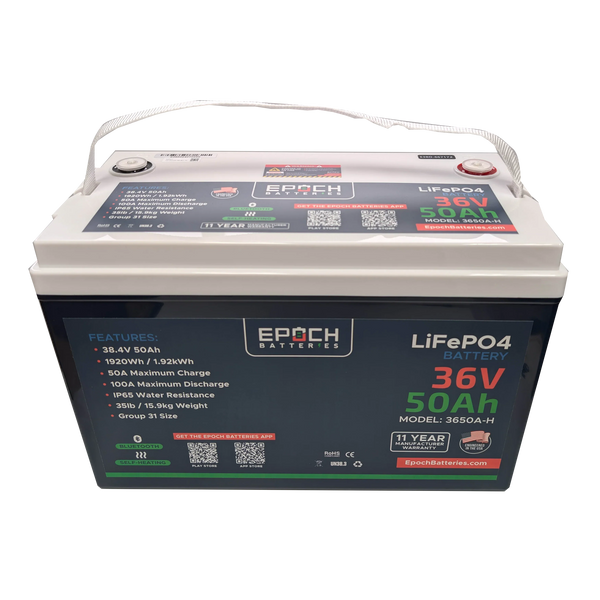 36V 50Ah - Group 31 - Bluetooth Heating IP54 Waterproof - Deep Cycle Lithium Battery