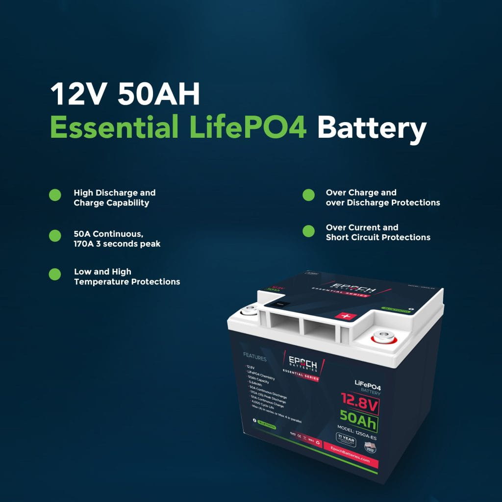 Epoch 12V 50Ah Bluetooth LiFePO4 Battery