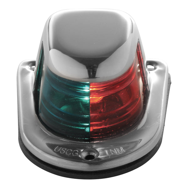 Attwood 1-Mile Deck Mount Bi-Color Red/Green Combo Sidelight - 12V - Stainless Steel Housing [66318-7] - Navigation