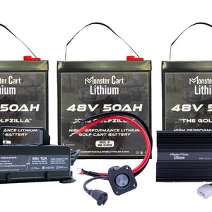 BIG BUNDLE 48v 150Ah- (3) 48V 50AH LITHIUM & 48V 10A WATERPROOF CHARGER