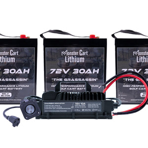 BIG BUNDLE 72v 90Ah - (3) 72V 30AH LITHIUM & 72V 10A WATERPROOF CHARGER