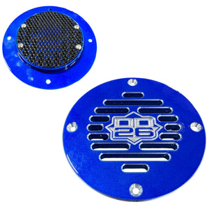 Billet Aluminum Drain Plate with Screen 4’’ Round for Boats - Blue - Boat Accessory