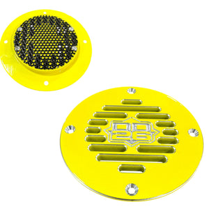 Billet Aluminum Drain Plate with Screen 4’’ Round for Boats - Yellow - Boat Accessory