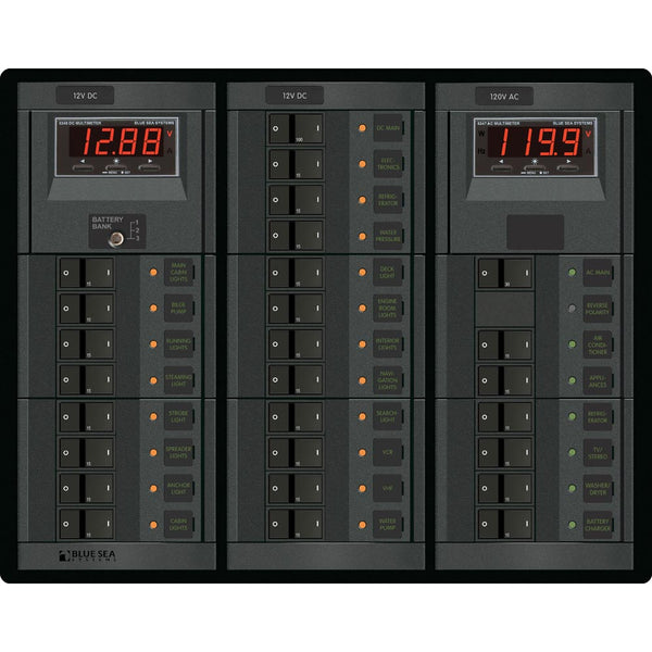 Blue Sea 1218 12V DC Main + 19 Positions / 120V AC Main + 6 Positions [1218] - Electrical Panels