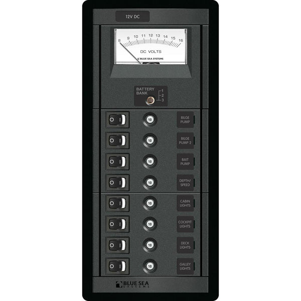 Blue Sea 1463 8 Position Switch CLB + Meter Vertical [1463] - Electrical Panels