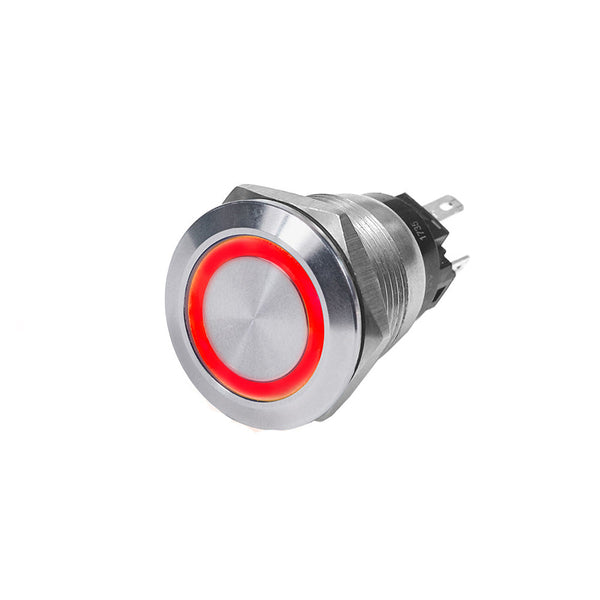 Blue Sea 4163 SS Push Button Switch - Off-(On) - Red - 10A [4163] - Switches & Accessories