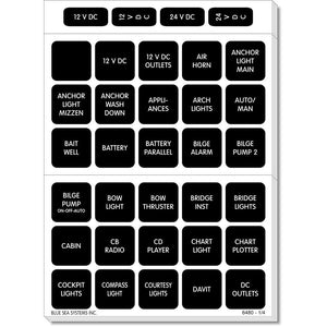 Blue Sea 4218 Square Format Label Set for Battery Management Panels - 30 [4218] - Switches & Accessories