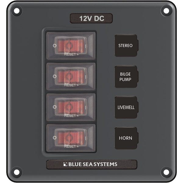 Blue Sea 4320 Circuit Breaker Switch Panel 4 Position - Gray [4320] - Electrical Panels