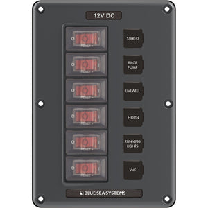 Blue Sea 4322 Circuit Breaker Switch Panel 6 Position - Gray [4322] - Electrical Panels