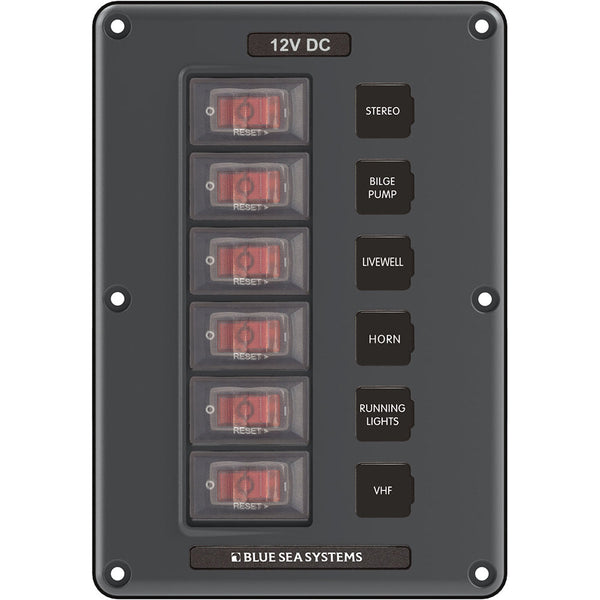 Blue Sea 4322 Circuit Breaker Switch Panel 6 Position - Gray [4322] - Electrical Panels