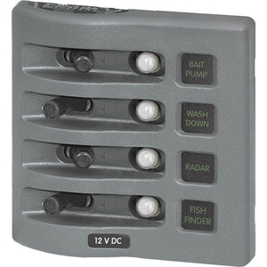 Blue Sea 4374 WeatherDeck Water Resistant Circuit Breaker Panel - 4 Position - Grey [4374] - Electrical Panels