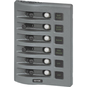 Blue Sea 4376 WeatherDeck Water Resistant Circuit Breaker Panel - 6 Position - Grey [4376] - Electrical Panels