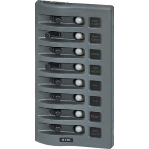 Blue Sea 4378 WeatherDeck Water Resistant Circuit Breaker Panel - 8 Position - Grey [4378] - Electrical Panels