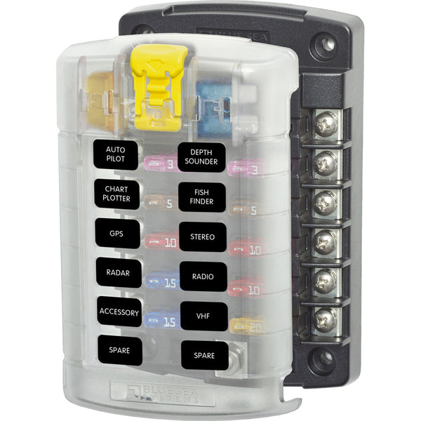 Blue Sea 5029 ST Blade Fuse Block w/Cover - 12 Circuit w/o Negative Bus [5029] - Fuse Blocks & Fuses