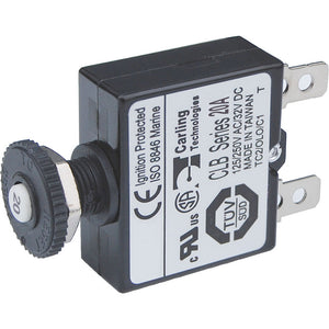 Blue Sea 7057 20A Push Button Thermal with Quick Connect Terminals [7057] - Circuit Breakers