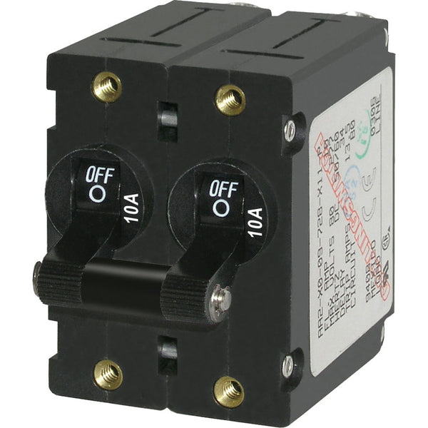 Blue Sea 7232 A-Series Double Pole Toggle - 10A - Black [7232] - Circuit Breakers