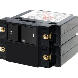 Blue Sea 7411 A-Series Flat Rocker Circuit Breaker - Double Pole - 15A [7411] - Circuit Breakers