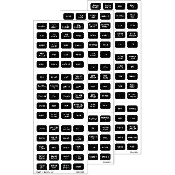 Blue Sea 7870 Black 180 Label Set - Emergency Vehicles [7870] - Accessories