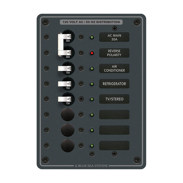 Blue Sea 8027 AC Main + 6 Position Breaker Panel - White Switches [8027] - Electrical Panels