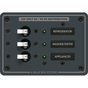 Blue Sea 8058 AC 3 Position Toggle Circuit Breaker Panel - White Switches [8058] - Electrical Panels