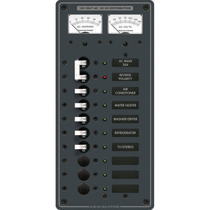 Blue Sea 8074 AC Main + 8 Positions Toggle Circuit Breaker Panel - White Switches [8074] - Electrical Panels